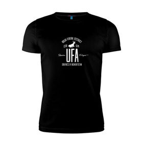 Мужская футболка премиум с принтом Уфа Iron в Екатеринбурге, 92% хлопок, 8% лайкра | приталенный силуэт, круглый вырез ворота, длина до линии бедра, короткий рукав | башкирия | башкортостан | город | земфира | регион | уфа