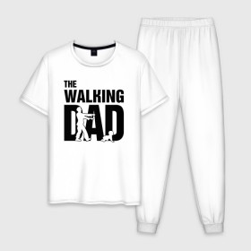 Мужская пижама хлопок с принтом The Walking Dad в Екатеринбурге, 100% хлопок | брюки и футболка прямого кроя, без карманов, на брюках мягкая резинка на поясе и по низу штанин
 | Тематика изображения на принте: дети | отец | папа | родители