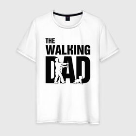 Мужская футболка хлопок с принтом The Walking Dad в Екатеринбурге, 100% хлопок | прямой крой, круглый вырез горловины, длина до линии бедер, слегка спущенное плечо. | дети | отец | папа | родители