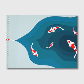 Альбом для рисования с принтом Рыбки в Екатеринбурге, 100% бумага
 | матовая бумага, плотность 200 мг. | fish | fishing | вода | озеро | плавают | рыба | рыбалка | рыбки | рыбы | японские рыбы