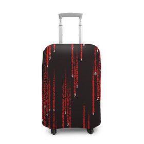 Чехол для чемодана 3D с принтом МАТРИЧНЫЙ КОД в Екатеринбурге, 86% полиэфир, 14% спандекс | двустороннее нанесение принта, прорези для ручек и колес | hugo weaving | pc | the matrix | код | компьютеры | матрица | матрица 4 | программист | программный код | цифры