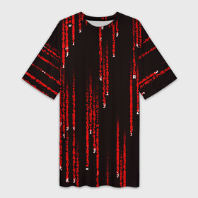 Платье-футболка 3D с принтом МАТРИЧНЫЙ КОД в Екатеринбурге,  |  | hugo weaving | pc | the matrix | код | компьютеры | матрица | матрица 4 | программист | программный код | цифры