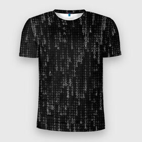 Мужская футболка 3D спортивная с принтом ПРОГРАММНЫЙ КОД НА ЯПОНСКОМ в Екатеринбурге, 100% полиэстер с улучшенными характеристиками | приталенный силуэт, круглая горловина, широкие плечи, сужается к линии бедра | hugo weaving | pc | the matrix | код | компьютеры | матрица | матрица 4 | программист | программный код | цифры