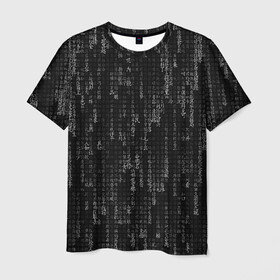 Мужская футболка 3D с принтом ПРОГРАММНЫЙ КОД НА ЯПОНСКОМ в Екатеринбурге, 100% полиэфир | прямой крой, круглый вырез горловины, длина до линии бедер | hugo weaving | pc | the matrix | код | компьютеры | матрица | матрица 4 | программист | программный код | цифры