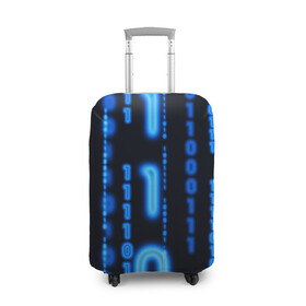 Чехол для чемодана 3D с принтом Я ПРОГРАММИСТ в Екатеринбурге, 86% полиэфир, 14% спандекс | двустороннее нанесение принта, прорези для ручек и колес | hugo weaving | pc | the matrix | код | компьютеры | матрица | матрица 4 | программист | программный код | цифры