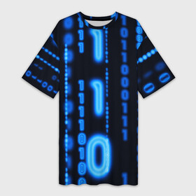 Платье-футболка 3D с принтом Я ПРОГРАММИСТ в Екатеринбурге,  |  | hugo weaving | pc | the matrix | код | компьютеры | матрица | матрица 4 | программист | программный код | цифры
