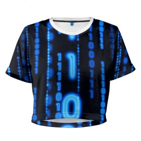 Женская футболка Cropp-top с принтом Я ПРОГРАММИСТ в Екатеринбурге, 100% полиэстер | круглая горловина, длина футболки до линии талии, рукава с отворотами | hugo weaving | pc | the matrix | код | компьютеры | матрица | матрица 4 | программист | программный код | цифры