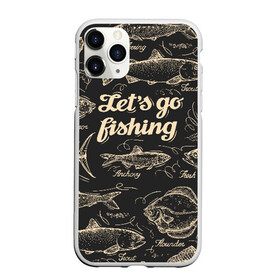 Чехол для iPhone 11 Pro Max матовый с принтом Let`s go fishing в Екатеринбурге, Силикон |  | Тематика изображения на принте: рыба | рыбак | рыбалка | снасти | увлечение | улов | хобби