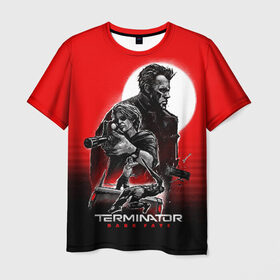 Мужская футболка 3D с принтом Terminator: Dark Fate в Екатеринбурге, 100% полиэфир | прямой крой, круглый вырез горловины, длина до линии бедер | Тематика изображения на принте: dark fate | sarah j. connor | t 800 | terminator | восстание машин | киборг | сара коннор | темные судьбы | терминатор