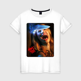 Женская футболка хлопок с принтом American Horror Story в Екатеринбурге, 100% хлопок | прямой крой, круглый вырез горловины, длина до линии бедер, слегка спущенное плечо | Тематика изображения на принте: 1984 | ahs | american horror story | американская история ужасов
