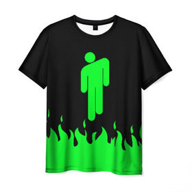 Мужская футболка 3D с принтом BILLIE EILISH в Екатеринбурге, 100% полиэфир | прямой крой, круглый вырез горловины, длина до линии бедер | be | billie | billie eilish | blohsh | билли | билли айлиш