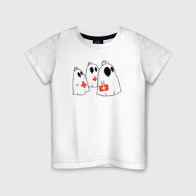 Детская футболка хлопок с принтом Мед Призраки в Екатеринбурге, 100% хлопок | круглый вырез горловины, полуприлегающий силуэт, длина до линии бедер | doctor | halloween | health | nurse | доктор | медбрат | медсестра | привидение | призрак | хеллоуин | хэллоуин