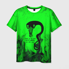 Мужская футболка 3D с принтом BILLIE EILISH - GHOUL в Екатеринбурге, 100% полиэфир | прямой крой, круглый вырез горловины, длина до линии бедер | be | billie | billie eilish | blohsh | ghoul | билли | билли айлиш