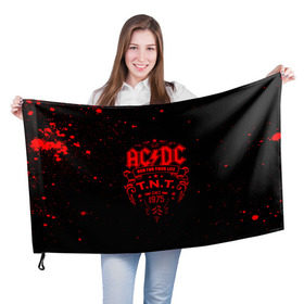 Флаг 3D с принтом AC/DC в Екатеринбурге, 100% полиэстер | плотность ткани — 95 г/м2, размер — 67 х 109 см. Принт наносится с одной стороны | ac dc | acdc | acdc ас дс | австралийская | ангус янг | асдс | блюз | группа | крис слэйд | метал | молния | музыка | музыканты | певцы | рок | рок н ролл | стиви янг | хард | хардрок | эксл роуз