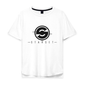 Мужская футболка хлопок Oversize с принтом Starset Logo Black в Екатеринбурге, 100% хлопок | свободный крой, круглый ворот, “спинка” длиннее передней части | logo | rock | starset | лого | рок | старсет