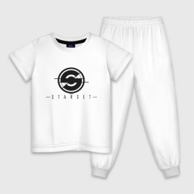 Детская пижама хлопок с принтом Starset Logo Black в Екатеринбурге, 100% хлопок |  брюки и футболка прямого кроя, без карманов, на брюках мягкая резинка на поясе и по низу штанин
 | logo | rock | starset | лого | рок | старсет