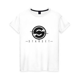 Женская футболка хлопок с принтом Starset Logo Black в Екатеринбурге, 100% хлопок | прямой крой, круглый вырез горловины, длина до линии бедер, слегка спущенное плечо | logo | rock | starset | лого | рок | старсет