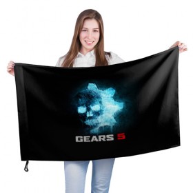 Флаг 3D с принтом GEARS 5 в Екатеринбурге, 100% полиэстер | плотность ткани — 95 г/м2, размер — 67 х 109 см. Принт наносится с одной стороны | game | games | gears | gears 5 | gears of war | logo | shooter | symbol | war | боевик | вар | войны | гирс | гирс 5 | гирс оф вар | игра | игры | лого | логотип | символ | шестерни | шутер