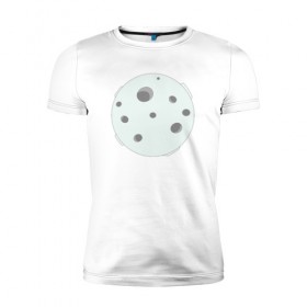 Мужская футболка премиум с принтом луна в Екатеринбурге, 92% хлопок, 8% лайкра | приталенный силуэт, круглый вырез ворота, длина до линии бедра, короткий рукав | космос | кратер | луна | планета | спутник