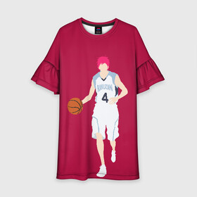 Детское платье 3D с принтом Seijuurou Akashi в Екатеринбурге, 100% полиэстер | прямой силуэт, чуть расширенный к низу. Круглая горловина, на рукавах — воланы | Тематика изображения на принте: akashi | basket | basketball | kuroko | kuroko no basket | seijuurou | акаши | баскетбол | куроко | сэйджуро