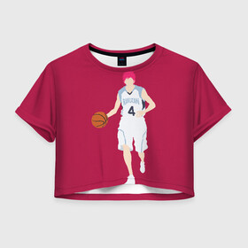 Женская футболка Crop-top 3D с принтом Seijuurou Akashi в Екатеринбурге, 100% полиэстер | круглая горловина, длина футболки до линии талии, рукава с отворотами | akashi | basket | basketball | kuroko | kuroko no basket | seijuurou | акаши | баскетбол | куроко | сэйджуро