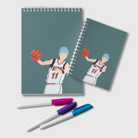 Блокнот с принтом Tetsuya Kuroko в Екатеринбурге, 100% бумага | 48 листов, плотность листов — 60 г/м2, плотность картонной обложки — 250 г/м2. Листы скреплены удобной пружинной спиралью. Цвет линий — светло-серый
 | Тематика изображения на принте: basket | basketball | kuroko | kuroko no basket | phantom | tetsu | tetsuya | баскетбол | куроко | тэцу | тэцуя | фантом