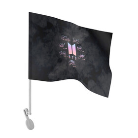 Флаг для автомобиля с принтом BTS | БТС АВТОГРАФЫ в Екатеринбурге, 100% полиэстер | Размер: 30*21 см | bangtan boys | bt21 | bts | бтс