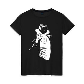 Женская футболка хлопок с принтом Майкл Джексон в Екатеринбурге, 100% хлопок | прямой крой, круглый вырез горловины, длина до линии бедер, слегка спущенное плечо | michael jackson | артист | майкл джексон | музыка | поп | рок