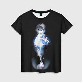 Женская футболка 3D с принтом Undertale в Екатеринбурге, 100% полиэфир ( синтетическое хлопкоподобное полотно) | прямой крой, круглый вырез горловины, длина до линии бедер | sans | undertale | андертале | андертейл | игра | подземная история | подземная сказка | санс | ундертале