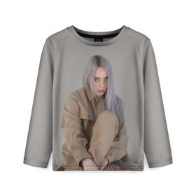 Детский лонгслив 3D с принтом BILLIE EILISH в Екатеринбурге, 100% полиэстер | длинные рукава, круглый вырез горловины, полуприлегающий силуэт
 | Тематика изображения на принте: bilie | billi | billie | eilish | eillish | elish | ellish | айлиш | алиш | били | билли | эйлиш | элиш