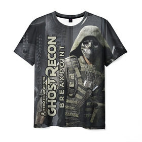 Мужская футболка 3D с принтом Ghost Recon BREAKPOINT в Екатеринбурге, 100% полиэфир | прямой крой, круглый вырез горловины, длина до линии бедер | breakpoint | ghost | recon | tom clancys | жетон | призраки | спец отряд | спецназ