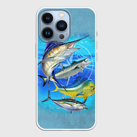 Чехол для iPhone 13 Pro с принтом Marlin and other fish в Екатеринбурге,  |  | Тематика изображения на принте: рыба | рыбак | рыбалка | снасти | увлечение | улов | хобби