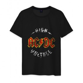 Мужская футболка хлопок с принтом AC/DC в Екатеринбурге, 100% хлопок | прямой крой, круглый вырез горловины, длина до линии бедер, слегка спущенное плечо. | ac | ac dc | ac dc группа | ac dc лучшее | rock | rock n roll | блюз рок | иси диси | хард рок