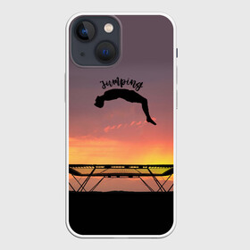 Чехол для iPhone 13 mini с принтом Jumping в Екатеринбурге,  |  | aerobics | jumping | sport | trampoline | trampoline aerobics | trampoline jumping | trampoline sport | батут | батутисты | батутный спорт | спорт