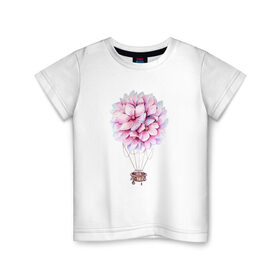 Детская футболка хлопок с принтом Воздушные Цветы в Екатеринбурге, 100% хлопок | круглый вырез горловины, полуприлегающий силуэт, длина до линии бедер | воздушные цветы | воздушный шар | растение | цветы