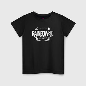 Детская футболка хлопок с принтом R6S PRO LEAGUE (НА СПИНЕ) в Екатеринбурге, 100% хлопок | круглый вырез горловины, полуприлегающий силуэт, длина до линии бедер | 6 | outbreak | rainbow | rainbow six siege | six | tom clancys | радуга осада | том клэнси