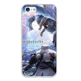 Чехол для iPhone 5/5S матовый с принтом Monster Hunter World Iceborn в Екатеринбурге, Силикон | Область печати: задняя сторона чехла, без боковых панелей | Тематика изображения на принте: hunter | iceborn | monster | world | айсборн | ворлд | монстр | хантер