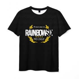 Мужская футболка 3D с принтом R6S PRO LEAGUE (НА СПИНЕ) в Екатеринбурге, 100% полиэфир | прямой крой, круглый вырез горловины, длина до линии бедер | 6 | outbreak | rainbow | rainbow six siege | six | tom clancys | радуга осада | том клэнси