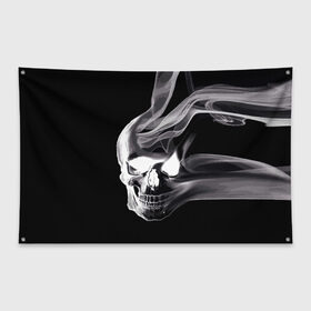 Флаг-баннер с принтом Wind в Екатеринбурге, 100% полиэстер | размер 67 х 109 см, плотность ткани — 95 г/м2; по краям флага есть четыре люверса для крепления | grin | jaw | orbits | skull | smoke | teeth | wind | ветер | глазницы | дым | зубы | оскал | череп