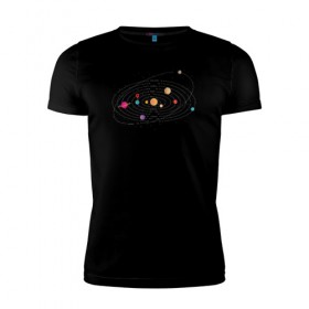 Мужская футболка премиум с принтом Солнечная Система в Екатеринбурге, 92% хлопок, 8% лайкра | приталенный силуэт, круглый вырез ворота, длина до линии бедра, короткий рукав | galaxy | solar | space | system | астрология | астрономия | галактика | звезды | космос | планета | планеты | система | солнечная