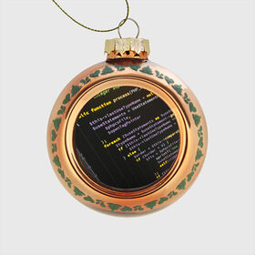 Стеклянный ёлочный шар с принтом ПРОГРАММНЫЙ КОД в Екатеринбурге, Стекло | Диаметр: 80 мм | hugo weaving | pc | the matrix | код | компьютеры | матрица | матрица 4 | программист | программный код | цифры