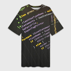 Платье-футболка 3D с принтом ПРОГРАММНЫЙ КОД в Екатеринбурге,  |  | hugo weaving | pc | the matrix | код | компьютеры | матрица | матрица 4 | программист | программный код | цифры
