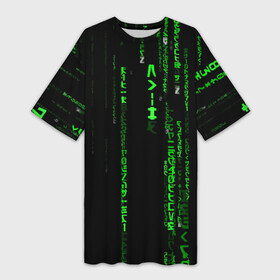 Платье-футболка 3D с принтом МАТРИЦА КОДА в Екатеринбурге,  |  | hugo weaving | pc | the matrix | код | компьютеры | матрица | матрица 4 | программист | программный код | цифры
