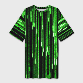 Платье-футболка 3D с принтом МАТРИЦА в Екатеринбурге,  |  | hugo weaving | pc | the matrix | код | компьютеры | матрица | матрица 4 | программист | программный код | цифры