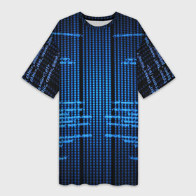 Платье-футболка 3D с принтом КОДЫ в Екатеринбурге,  |  | hugo weaving | pc | the matrix | код | компьютеры | матрица | матрица 4 | программист | программный код | цифры