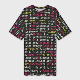 Платье-футболка 3D с принтом ЦИФРЫ КОДА в Екатеринбурге,  |  | hugo weaving | pc | the matrix | код | компьютеры | матрица | матрица 4 | программист | программный код | цифры