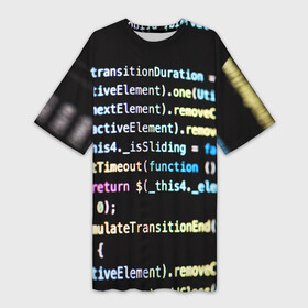Платье-футболка 3D с принтом ПРОГРАММИСТ в Екатеринбурге,  |  | hugo weaving | pc | the matrix | код | компьютеры | матрица | матрица 4 | программист | программный код | цифры