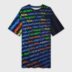 Платье-футболка 3D с принтом ПРОГРАММИРОВАНИЕ в Екатеринбурге,  |  | hugo weaving | pc | the matrix | код | компьютеры | матрица | матрица 4 | программист | программный код | цифры