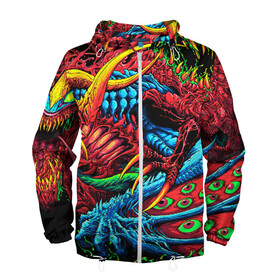 Мужская ветровка 3D с принтом CS GO hyper beast skin в Екатеринбурге, 100% полиэстер | подол и капюшон оформлены резинкой с фиксаторами, два кармана без застежек по бокам, один потайной карман на груди | awp | counter strike | cs go | cs go global offensive | hyper beast | skin cs | team cs | команды cs | скины оружия | скоростной зверь | хайпер бист