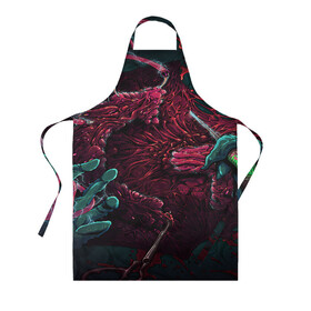 Фартук 3D с принтом CS GO hyper beast skin в Екатеринбурге, 100% полиэстер | общий размер — 65 х 85 см, ширина нагрудника — 26 см, горловина — 53 см, длина завязок — 54 см, общий обхват в поясе — 173 см. Принт на завязках и на горловине наносится с двух сторон, на основной части фартука — только с внешней стороны | awp | counter strike | cs go | cs go global offensive | hyper beast | skin cs | team cs | команды cs | скины оружия | скоростной зверь | хайпер бист